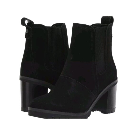 UGG Hazel Black Suede Chelsea Boots 6.5 Womens Waterproof Lug Sole Ankle Bootie - Picture 3 of 16